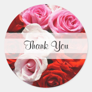 Custom "Thank You" Roses Round Stickers