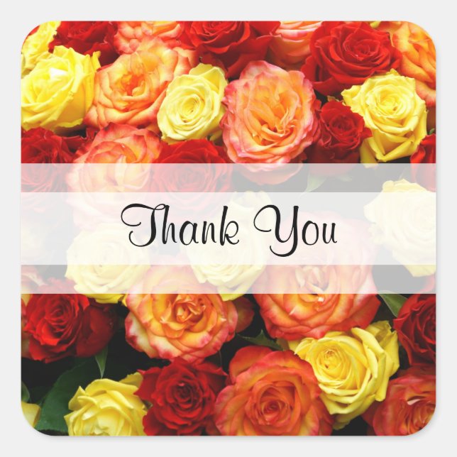 Custom "Thank You" Roses Square Stickers (Front)