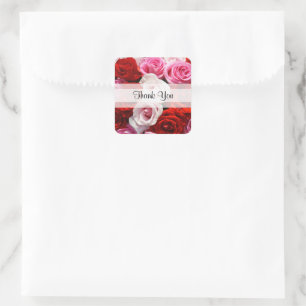 Custom "Thank You" Roses Square Stickers