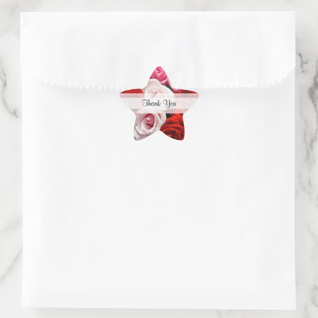 Custom "Thank You" Roses Star Stickers (Bag)