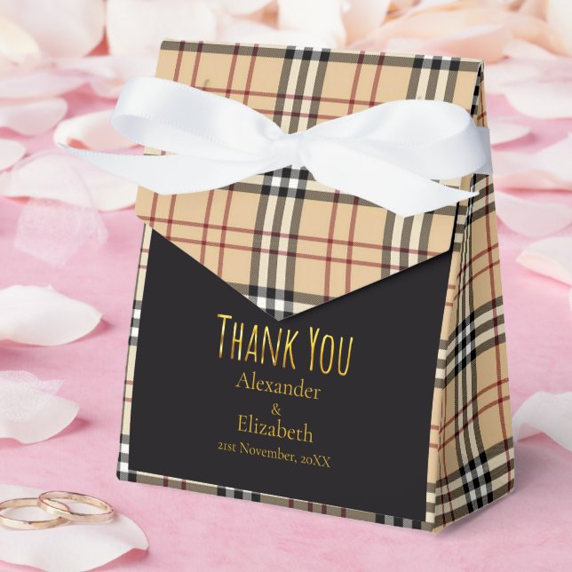 Custom Thank You Scottish tartan pattern Favor Boxes (Wedding)