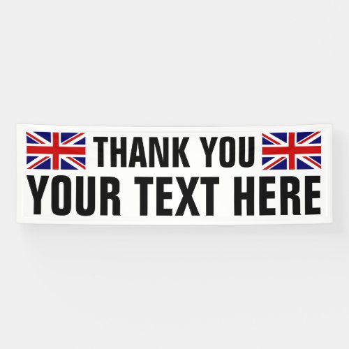 Custom Thank You sign banner with English flags