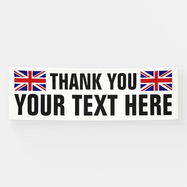 Custom Thank You sign banner with English flags (Horizontal)