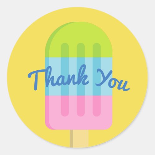 Custom thank you stickers with popsicle ice cream