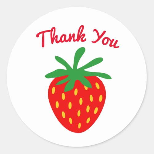 Custom thank you stickers with red strawberry logo