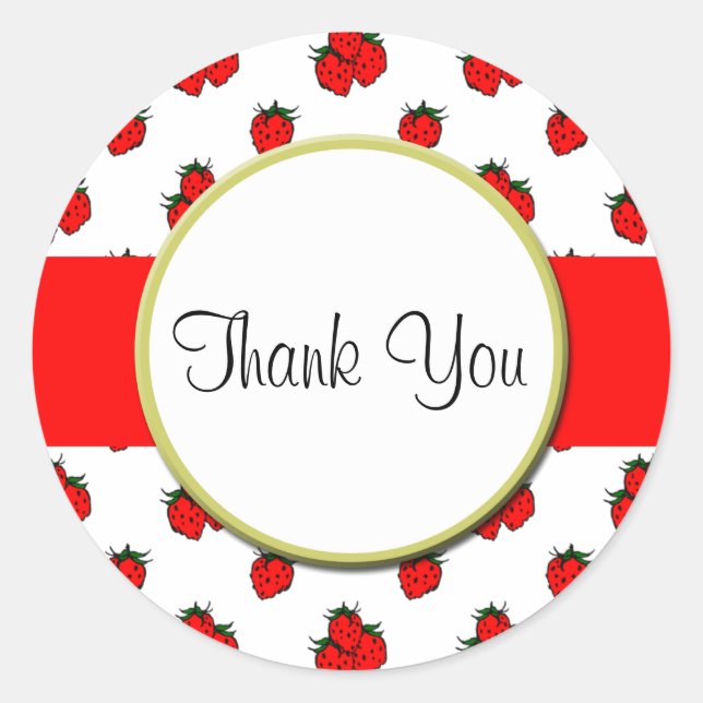 Custom Thank You Strawberry Pattern Sticker (Front)