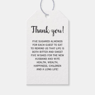 Custom Thank You Sugared Almond Wedding Favor Gift Tags
