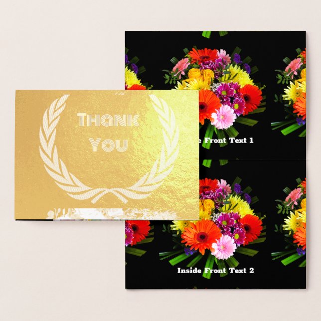 Custom Thank you Text Greeting Cards Foil Card (Display)