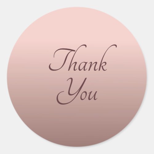 Custom Thank You Text Rose Gold Color Template Classic Round Sticker