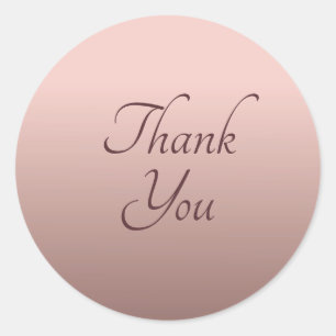 Custom Thank You Text Rose Gold Color Template Classic Round Sticker