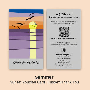 Custom Thank You Text · Sunset Voucher Card