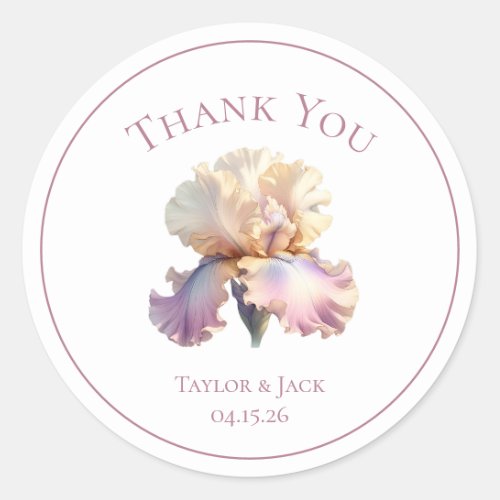 Custom Thank You Wedding Label Blush Flower Classic Round Sticker