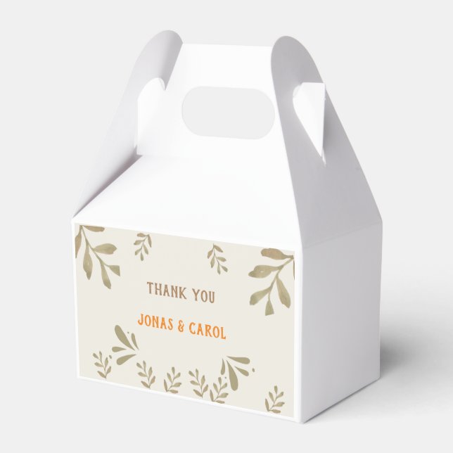 Custom Thank you Wedding modern greenery elegant Favor Boxes (Front Side)