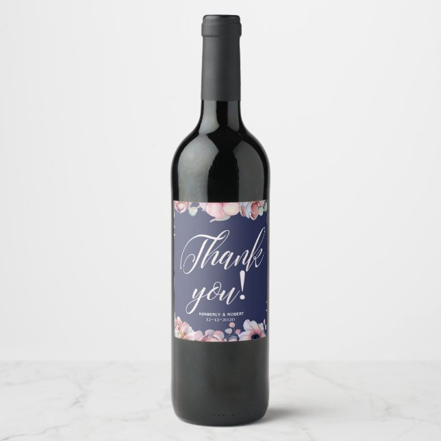 Custom THANK YOU Wedding Wine Label (Front)
