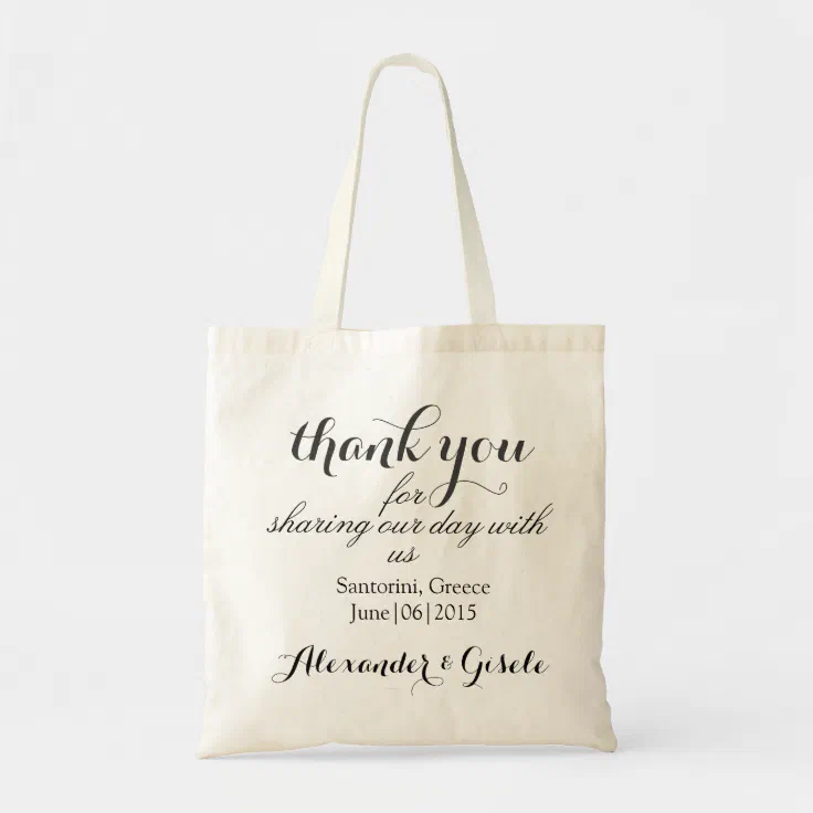 Custom Thank You Welcome Wedding Tote Bag | Zazzle