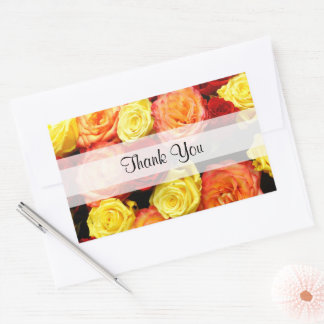Custom "Thank You" Yellow/Red/Orange Roses Sticker