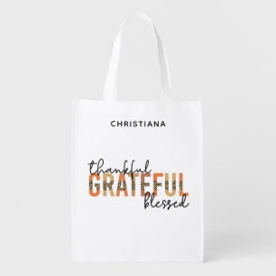 Custom Thankful Grateful Blessed Thanksgiving Grocery Bag