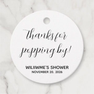 Custom Thanks for Popping By Round Favor Tags