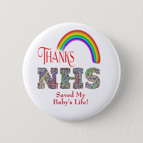 Custom Thanks NHS Workers Rainbow Button