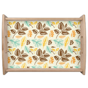 Custom Thanksgiving Colorful Fall Leaves Serving Tray