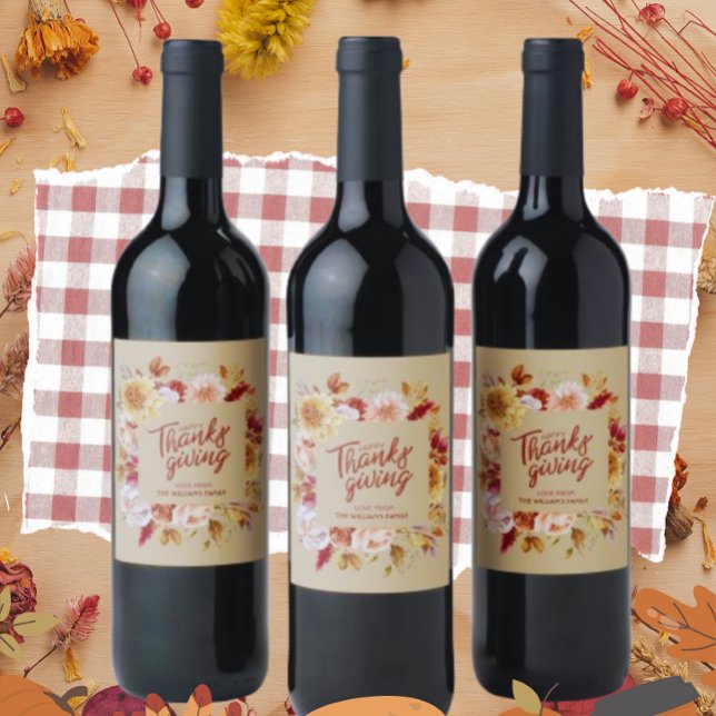 Custom Thanksgiving Day Autumn Wine Label (Creator Uploaded)