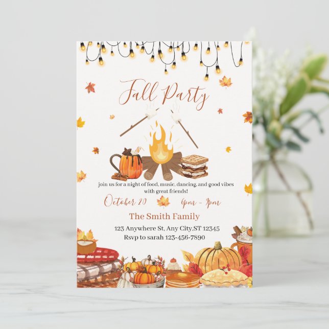 Custom Thanksgiving Dinner Party  Invitation (Standing Front)