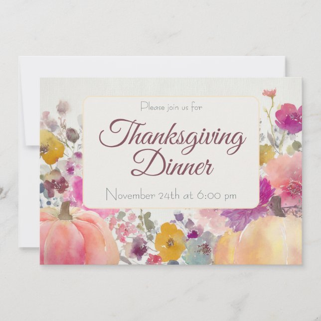 Custom Thanksgiving Dinner Pumpkin Invitation (Front)