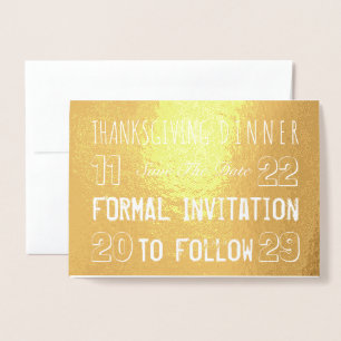 Custom Thanksgiving Dinner Save The Date Foil Card