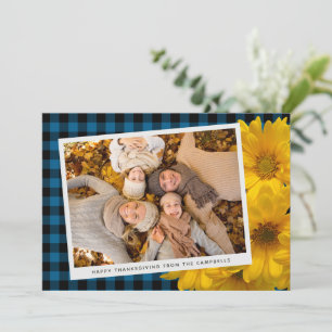 Custom Thanksgiving Greeting On Plaid Holiday Card