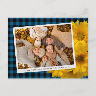 Custom Thanksgiving Greeting On Plaid Pattern Postcard