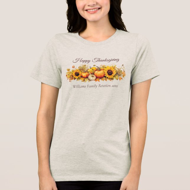 Custom Thanksgiving Pumpkin Fall Women's Tri-Blend Shirt (Front)