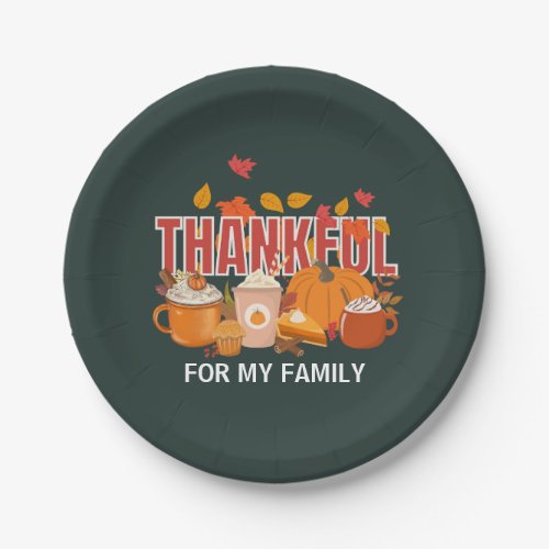Custom Thanksgiving Pumpkin THANKFUL Family Paper Plates
