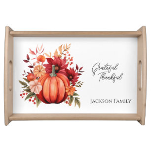 Custom Thanksgiving Red Pumpkin Serving Tray