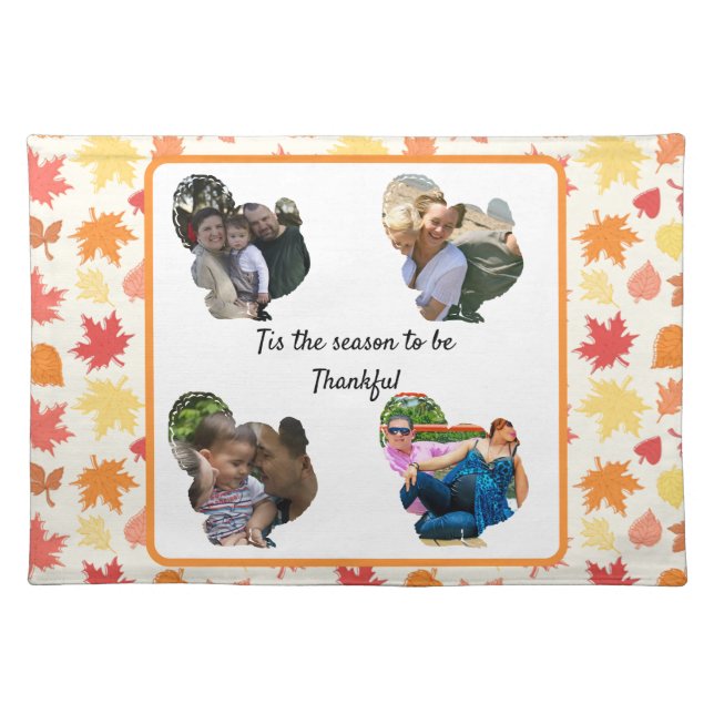 Custom thanksgiving turkey photo collage cloth placemat (Front)