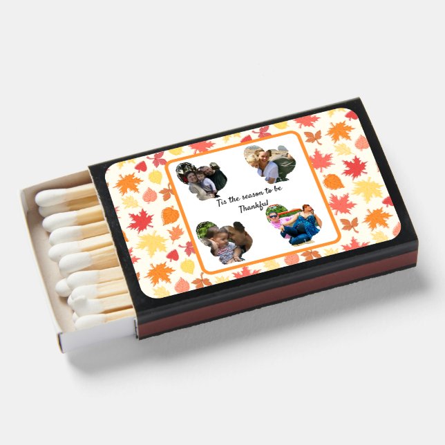 Custom thanksgiving turkey photo collage matchboxes (Front Open)