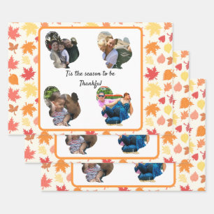 Custom thanksgiving turkey photo collage wrapping paper sheets