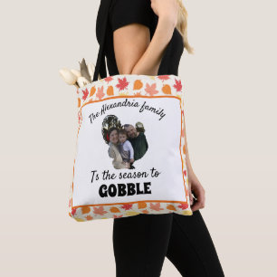 Custom thanksgiving turkey photo season to gobble tote bag