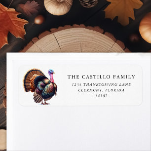 Custom Thanksgiving Watercolor Turkey Label