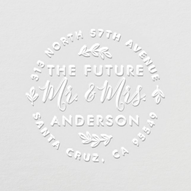 Custom The Future Mr & Mrs Wedding Return Address Embosser (Design)