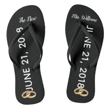Custom The New Mrs. Gold Rings Bridal Flip Flops Custom The New Mrs. Gold Rings Bridal Flip Flops