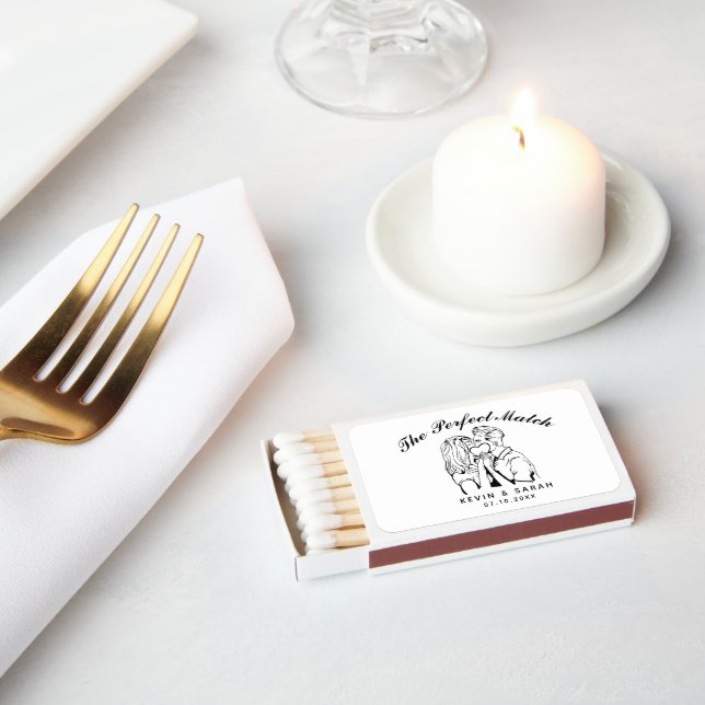 Custom The Perfect Match Couple Wedding Matchboxes (Insitu)