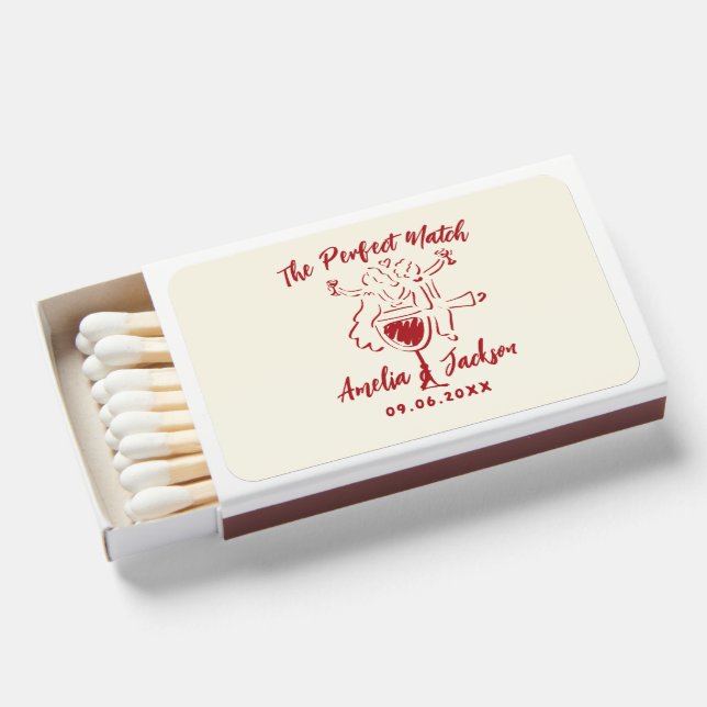 Custom The Perfect Match Hand Drawn Wedding Matc (Front Open)