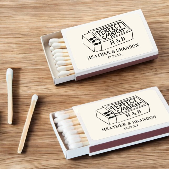 Custom The Perfect Match Wedding Favor Matchboxes (Creator Uploaded)