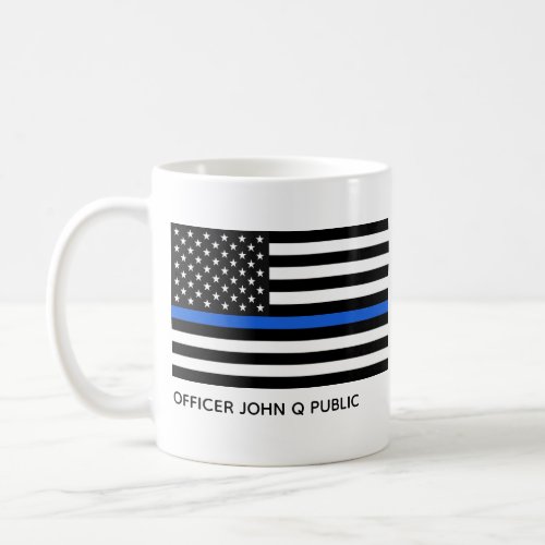 Custom Thin Blue Line American Flag Coffee Mug