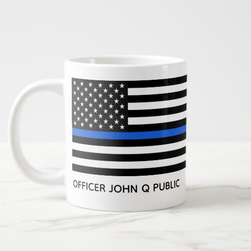Custom Thin Blue Line American Flag Giant Coffee Mug