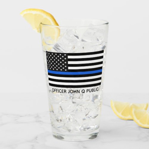 Custom Thin Blue Line American Flag Glass