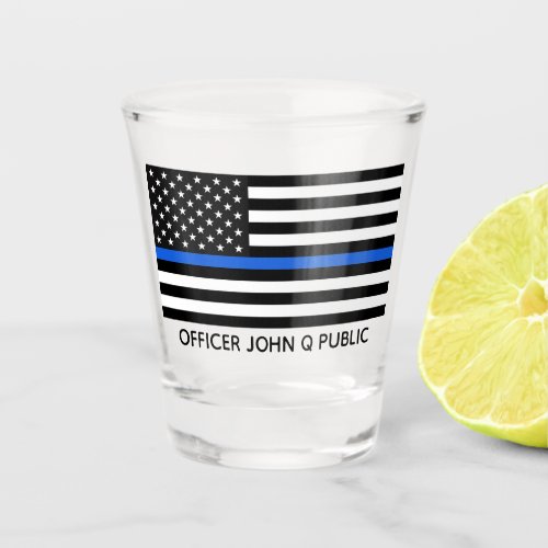 Custom Thin Blue Line American Flag Shot Glass