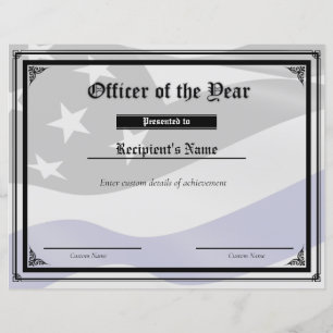 Custom Thin Blue Line Flag Certificate