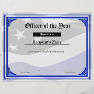 Custom Thin Blue Line Flag Certificate