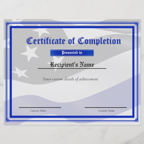 Custom Thin Blue Line Flag Certificate